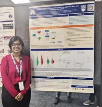 UBC Science Co-op Cognitive Systems student Rithika Nair stands with her research at the research conference hosted by the Centre for Heart Lung Innovation (HLI). 