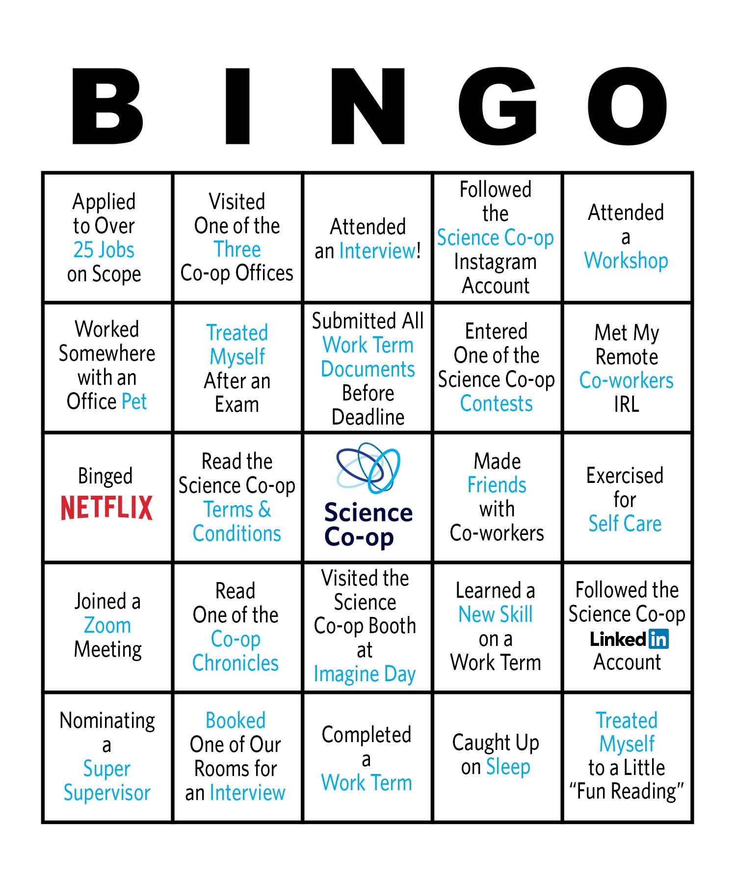 Science Co-op Bingo Contest